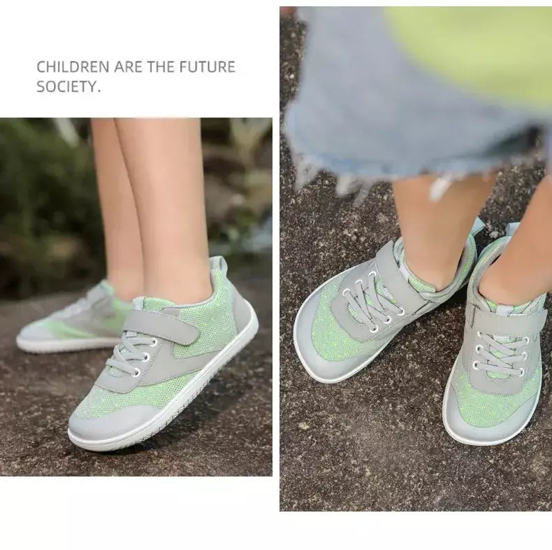 Novos meninos meninas tênis crianças largas sapatos descalços naturalmente spracam sapatos da criança pequena grande criança