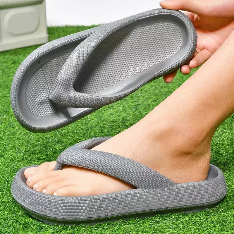 Chinelos de plataforma única macia para homens e mulheres, antiderrapantes, grossos, chinelos de banheiro, chinelos de praia, verão, 2022