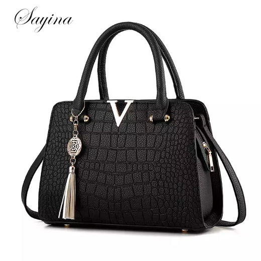 Bolsa de couro de alta qualidade para mulheres, Bolsas de Ombro Crocodilo, Designer de Letras V, Grande Capacidade