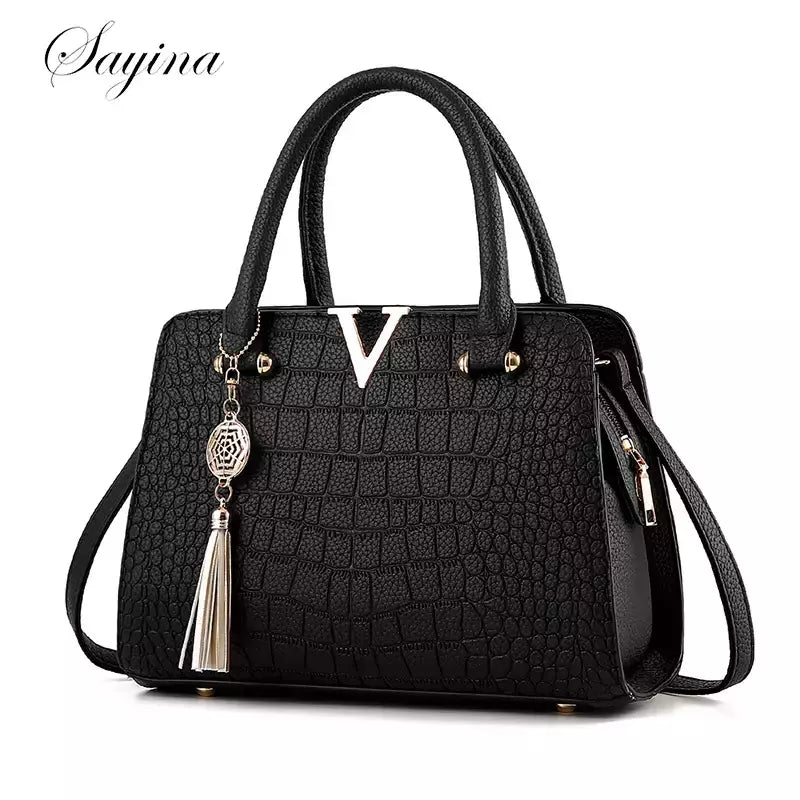 Bolsa de couro de alta qualidade para mulheres, Bolsas de Ombro Crocodilo, Designer de Letras V, Grande Capacidade