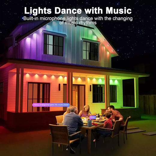 Outdoor Eaves Luz LED, TUYA, Permanente, Impermeável, RGB Light String, Cena DIY, Iluminação de Festa de Natal, 24V, 2A, 144 FT, 90LED