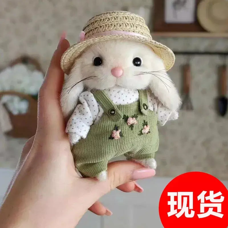 Popular bonito coelho de pelúcia 14cm coelho jardineiro boneca internet celebridade menina presente do feriado saco carro pingente ornamento