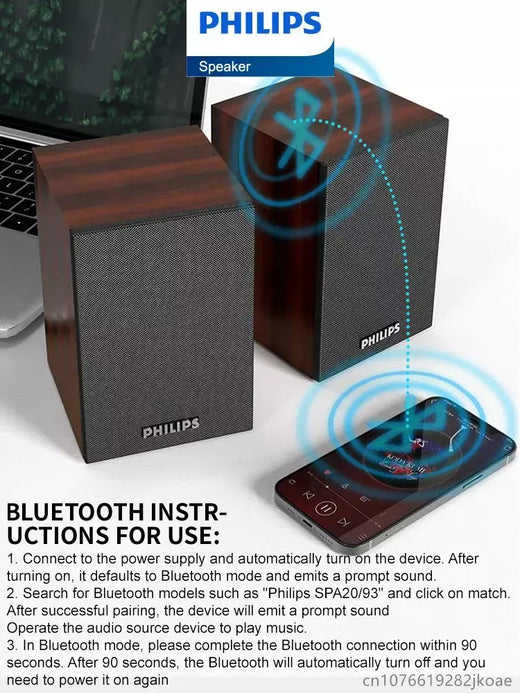 Philips SPA20 Alto-falante Bluetooth com som surround de 360 graus Bluetooth estéreo sem fio para computador Macbook laptop
