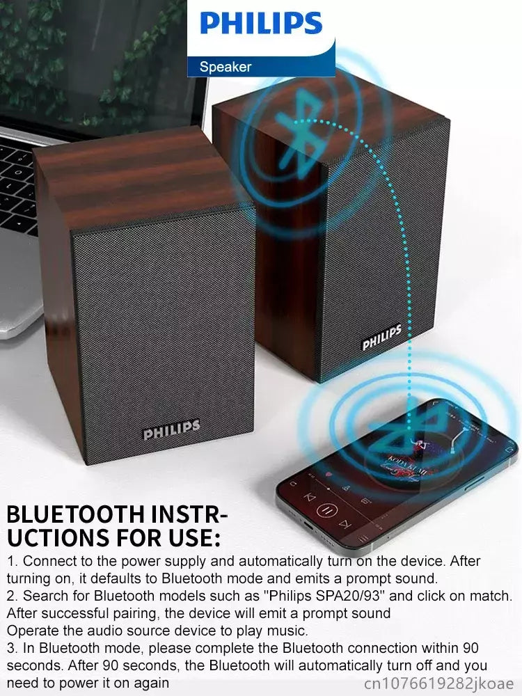 Philips SPA20 Alto-falante Bluetooth com som surround de 360 graus Bluetooth estéreo sem fio para computador Macbook laptop