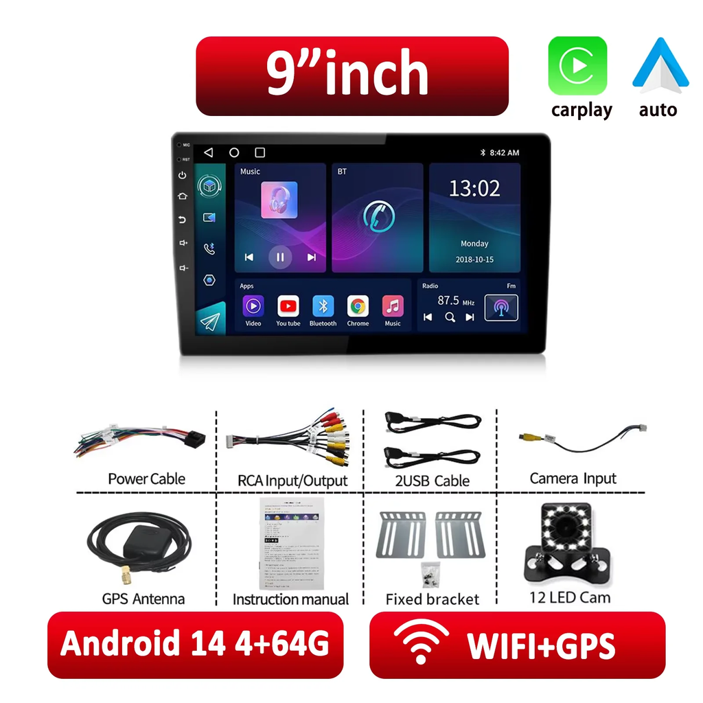 Essgoo rádio do carro android 14 carplay vídeo multimídia automático 7/9/10 ''estéreo universal para volkswagen nissan hyundai kia toyota