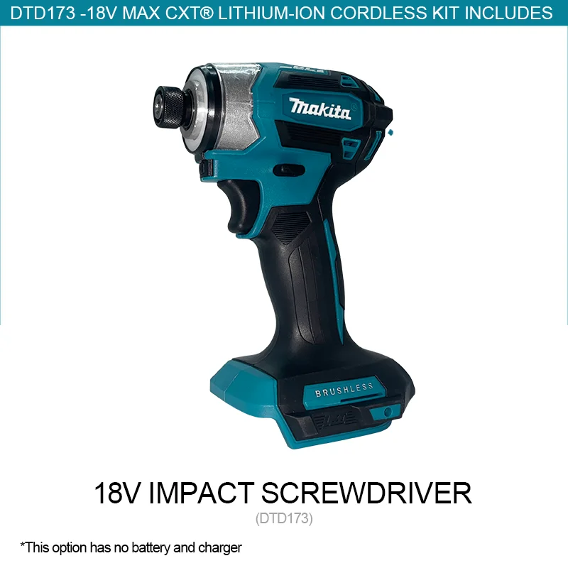 Makita DTD173 Brushless 180N.M Furadeira de impacto sem fio Chave de fenda elétrica portátil Ferramenta multifuncional para bateria de 18V