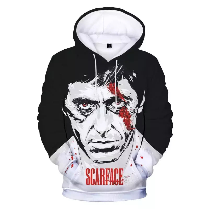 Scarface-Homens e Mulheres 3D Impresso Hoodies Filme, Moletom Moda, Harajuku Streetwear, Hoodie de grandes dimensões, Pullover, Tony Montana, Novo