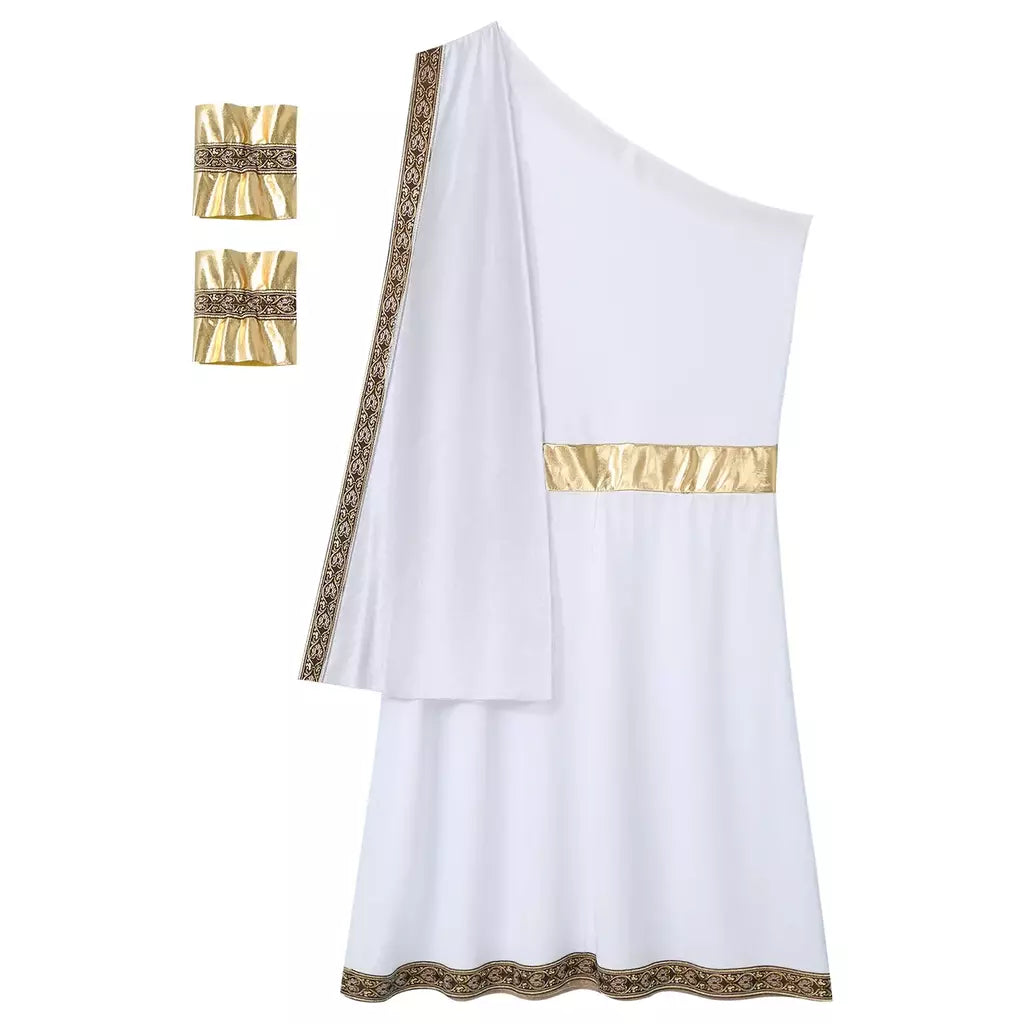 Homens antigo deus grego gladiador halloween cosplay trajes toga com mangas rei romano príncipe toga robe vestido punhos destacáveis