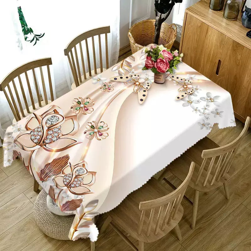 3D Butterfly Flower Printing Toalhas De Mesa Retangulares, Toalha De Mesa Anti-mancha para Mesa, Decoração De Casamento, Mesas De Café, Decoração