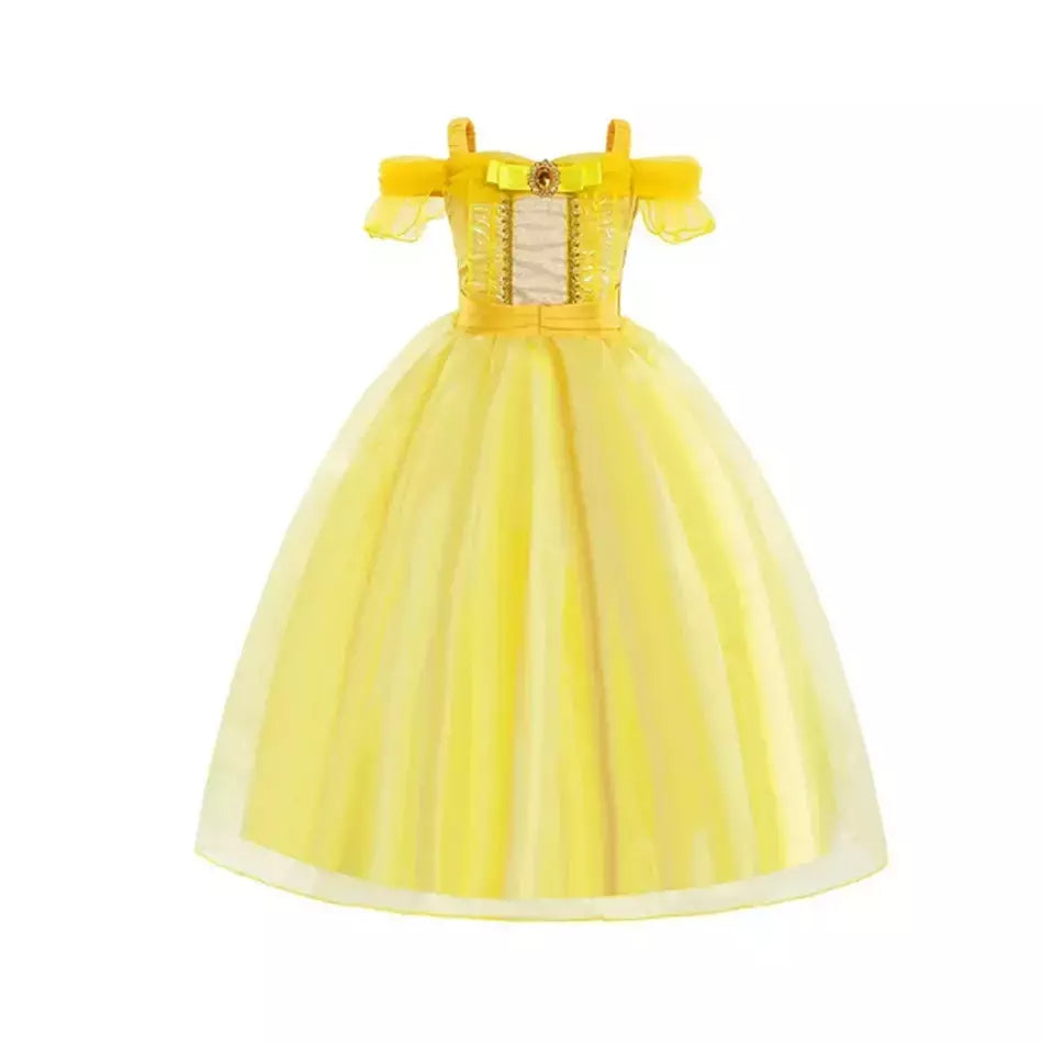 Menina belle neve branca vestido crianças natal elegante princesa traje bebê halloween disfarce cosplay festa fantasia 3-10 anos
