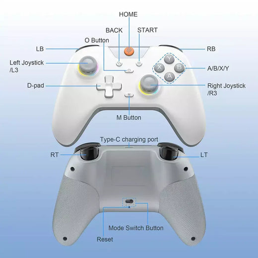 EasySMX X05 Controle PC Sem Fio Gamepad Bluetooth Controlador de Jogos Compatível com PC/Celular/Switch/ Steam Gamer, Luz RGB, Efeito Hall