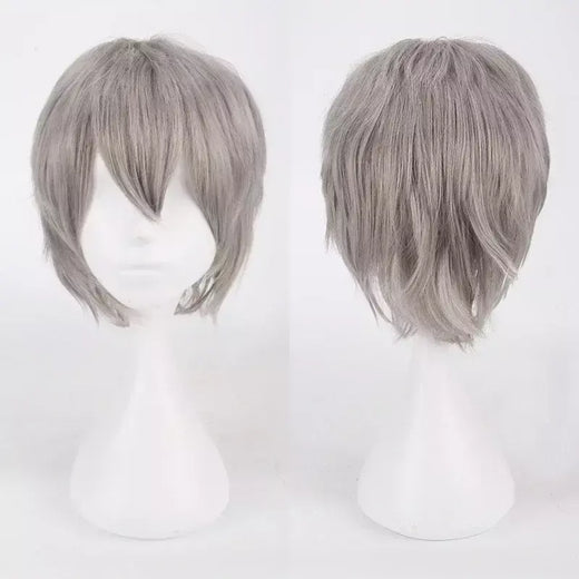 Masculino feminino sintético anime cosplay perucas de cabelo curto e reto resistência ao calor multicolorido vermelho branco rosa cinza marrom
