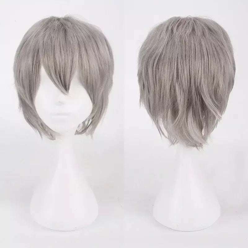 Masculino feminino sintético anime cosplay perucas de cabelo curto e reto resistência ao calor multicolorido vermelho branco rosa cinza marrom