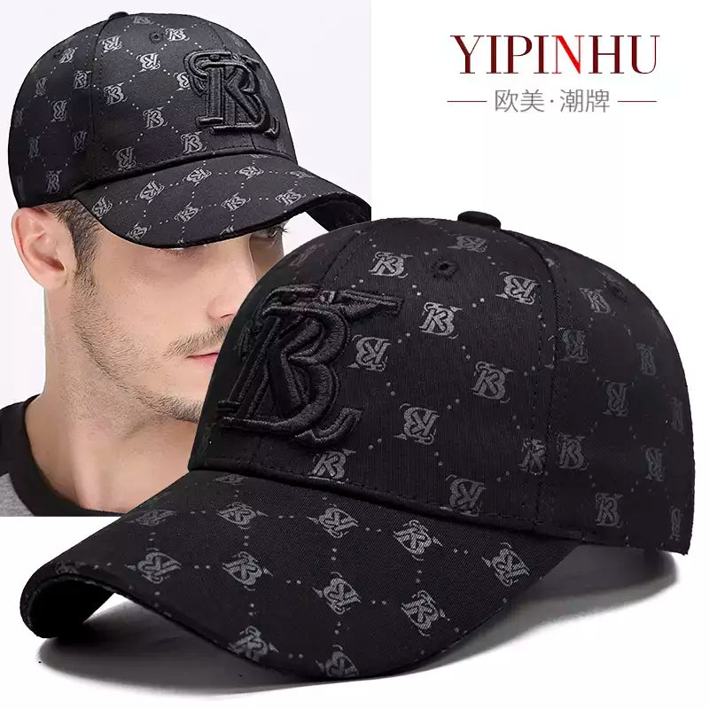 Boné de beisebol masculino estampado na moda, todo preto, tudo combina, maré de rua, marca pica, chapéu masculino, verão