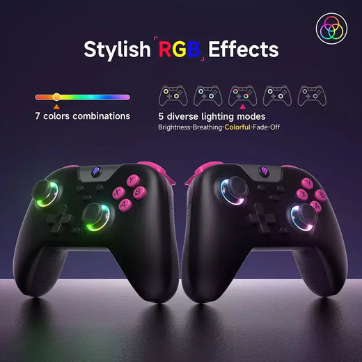 EasySMX X05 Controle PC Sem Fio Gamepad Bluetooth Controlador de Jogos Compatível com PC/Celular/Switch/ Steam Gamer, Luz RGB, Efeito Hall