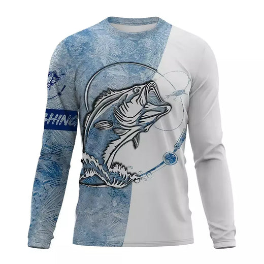Impressão 3d camisetas gráficas de pesca masculinas moda topos roupas masculinas ao ar livre proteção solar camiseta masculina de manga longa de secagem rápida