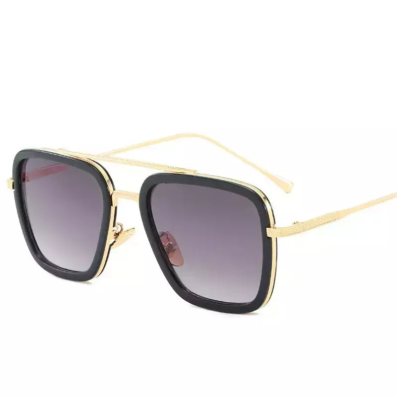 Tony Stark óculos de sol para homens e mulheres, óculos quadrados, armação de metal, Trendy Shades, Steam Punk, moda unissex
