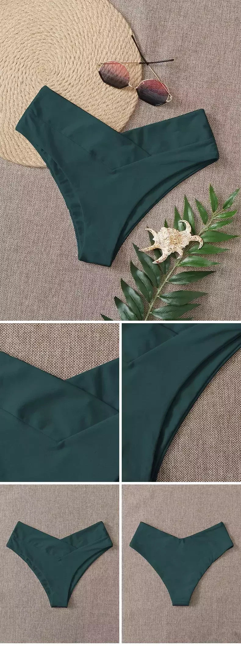Tanga brasileira de biquíni para mulheres, semi-banho, roupa de praia sexy V cheeky, banho preto para senhoras, natação