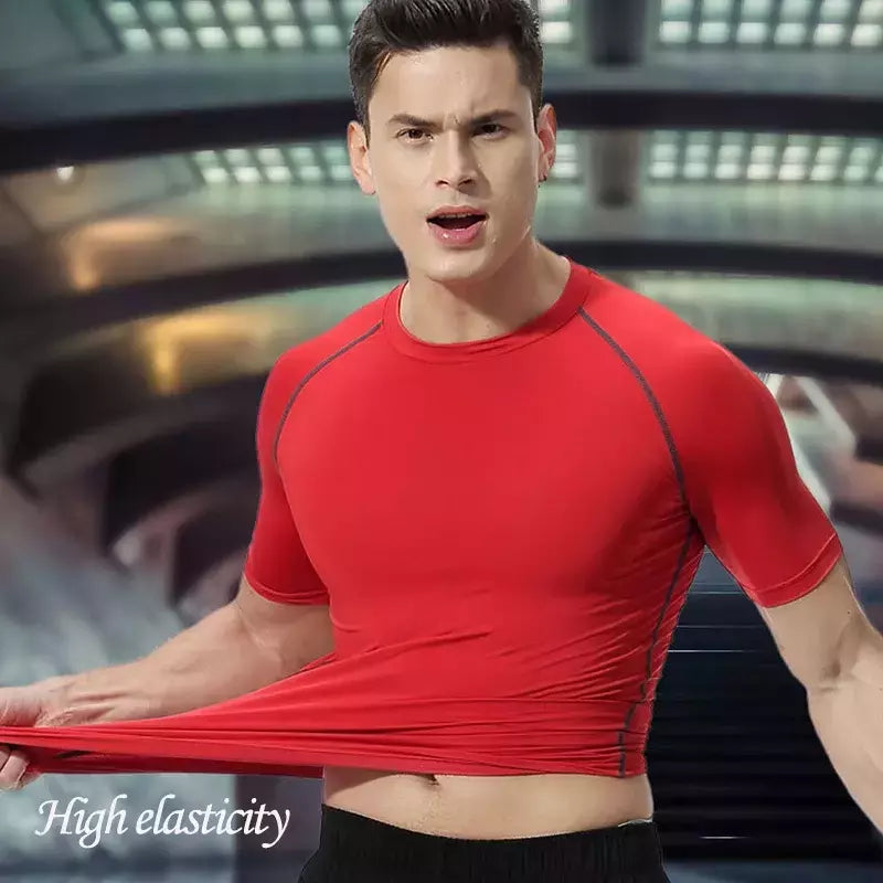 Camiseta masculina de compressão manga curta, blusa de mma, camiseta de caveira, blusa respirável para musculação, preta, verão