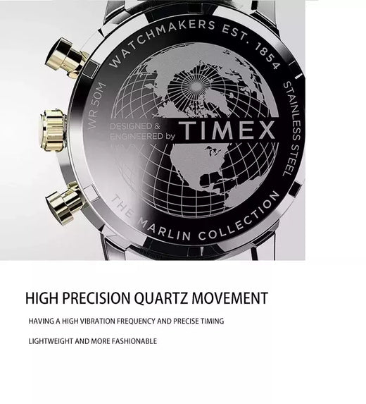TIMEX-Men's Luxury Trend Quartz Watch, Impermeável, Multi Função, Fantasia, Redondo, Inoxidável, Três Olhos