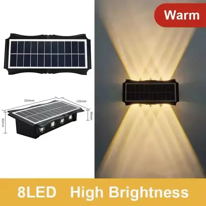 Lâmpada de parede solar ao ar livre led luz solar à prova dwaterproof água para cima e para baixo iluminação luminosa quintal decoração do jardim luzes movidas a energia solar