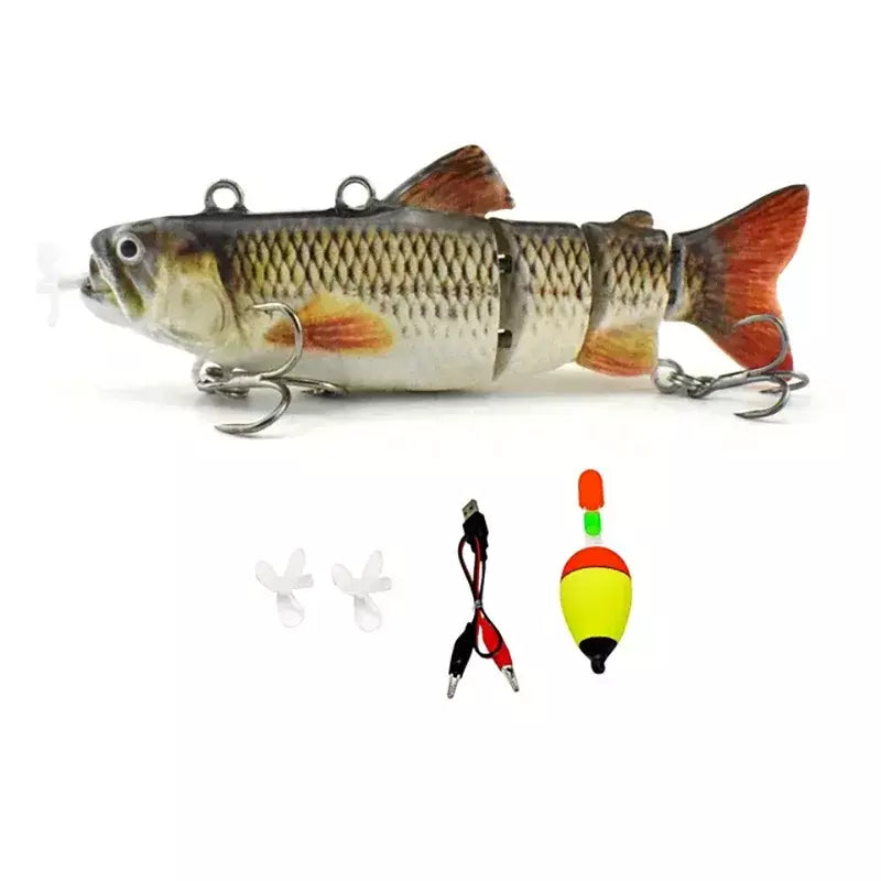Isca de pesca robótica elétrica automática, isca multiarticulada automática de 4 segmentos, recarregável por usb, acessórios de pesca wobbler