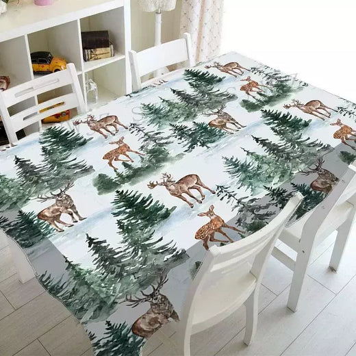 Feliz natal à prova dwaterproof água poliéster impresso retangular toalha de mesa festa decoração mesa de café toalha de mesa de férias decoração