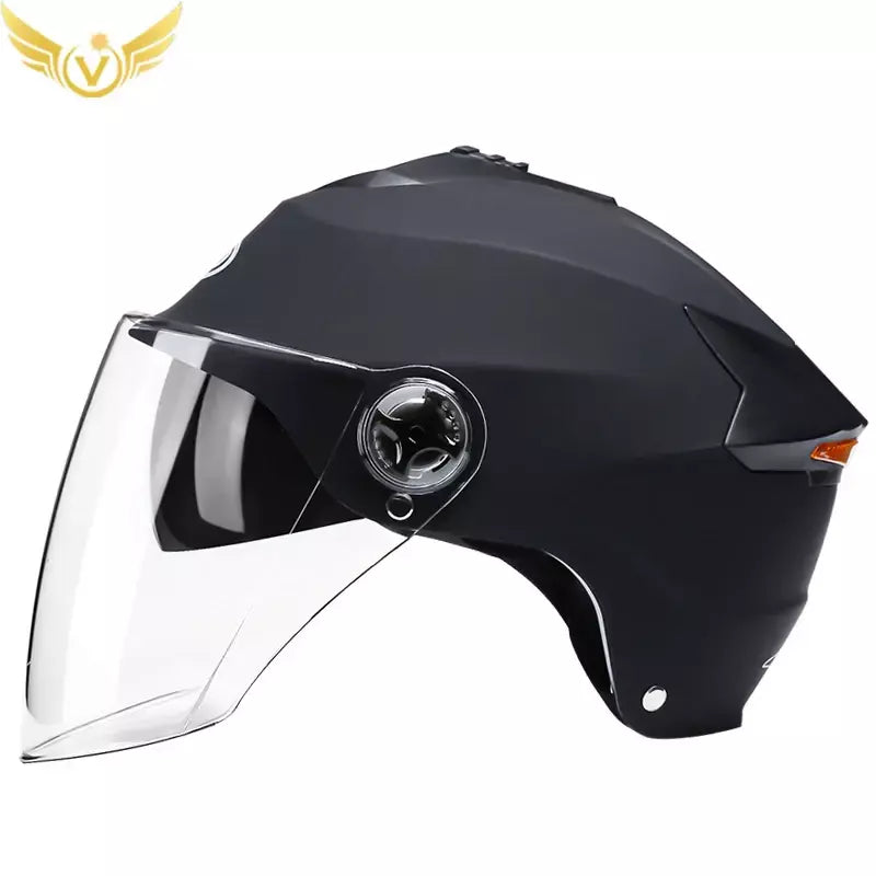Capacetes de motocicleta com luzes led para homens e mulheres, capacete ciclomotor, scooter elétrico com viseira dupla, luz de bicicleta recarregável