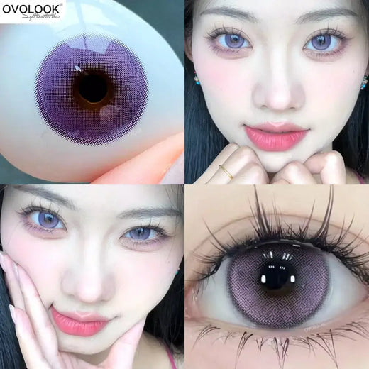 OVOLOOK-2pcs/par beleza roxo lentes de contato para olhos miopia lentes de contato coloridas lente azul natural moda cosplay alunos