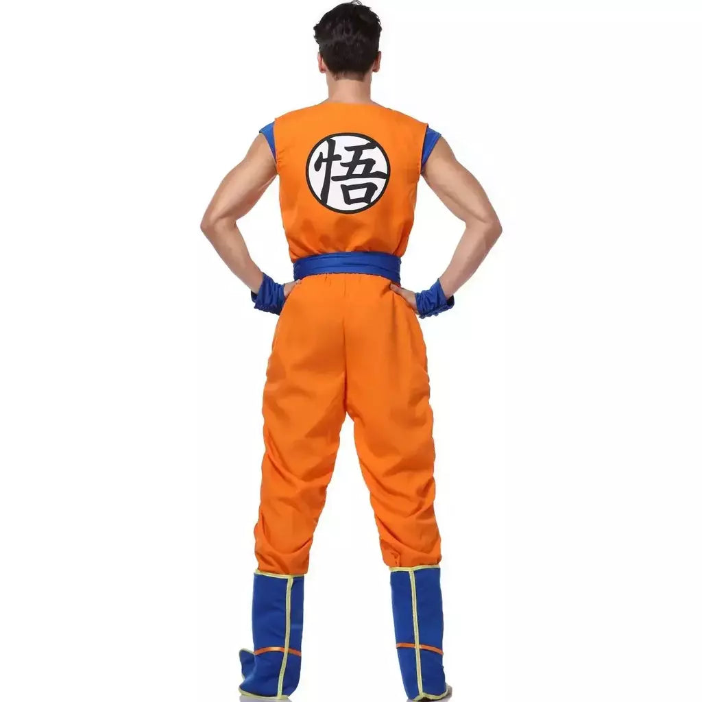 Halloween anime japonês adulto ternos laranja son goku cosplay traje anime masculino super-heróis macacão role play cosplay anime