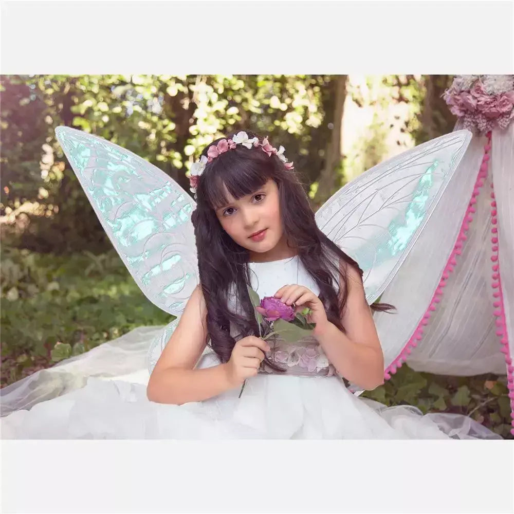 Trajes de halloween para meninas asas de fada borboleta para cosplay trajes brilho fada princesa asas festa favor acessórios