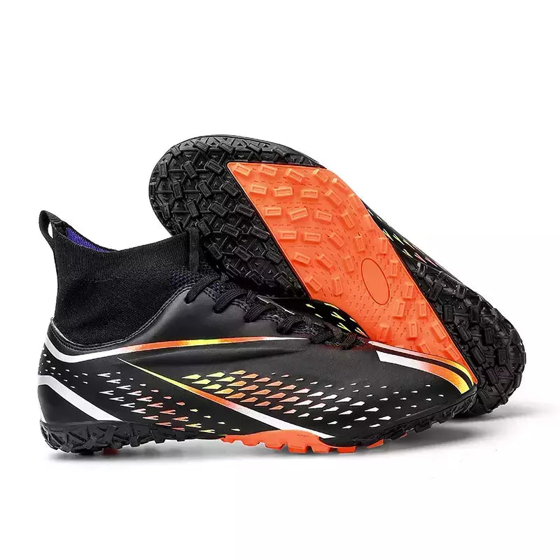 Botas masculinas de futebol longas, sapatos de futebol ao ar livre, grampos internos, futsal confortável, confortável antiderrapante, FG, TF, fósforo para meninos