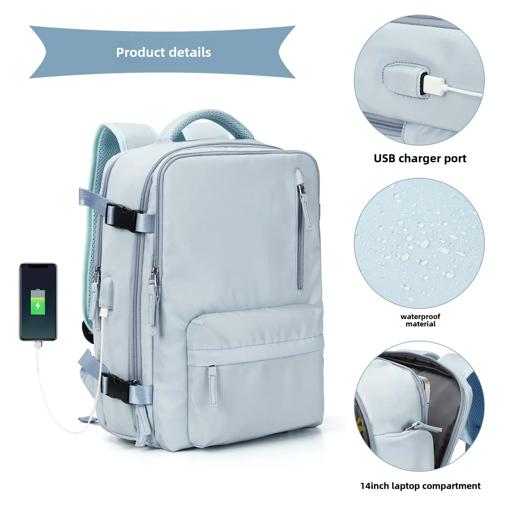 Mochila de computador de viagem casual de grande capacidade, mochila feminina estilo coreano, estudante do ensino médio, marca da moda
