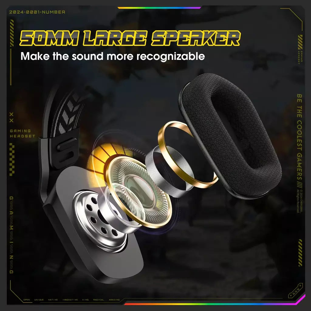 ONIKUMA X13 Gaming Headset com microfone RGB luzes sobre a orelha fone de ouvido com fio para PC laptop jogos e música