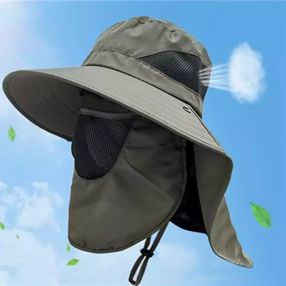 Proteção UV Sun Hats para homens e mulheres, Outdoor Hunting Cap Pesca, Caminhadas, Camping Visor, Bucket Hat, Neck Flap Fisherman Hat, Verão
