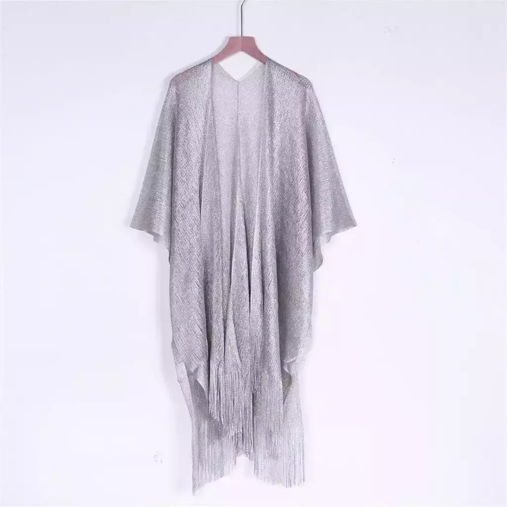 Moda borla ouro bikini cobrir sexy vestido de praia túnicas para mulheres beachwear verão cover-ups kaftan vestido de noite xales
