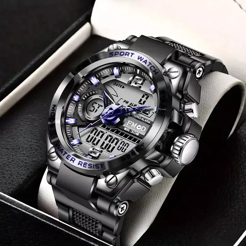 Relógio de pulso militar de aço digital masculino led relógio de quartzo relógio esportivo masculino grandes relógios masculinos