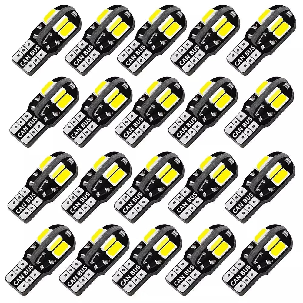 10/20 pçs w5w t10 lâmpadas led canbus 5730 8smd 12v 6000k 194 168 led mapa do carro luzes cúpula luz de estacionamento lâmpada sinal automático