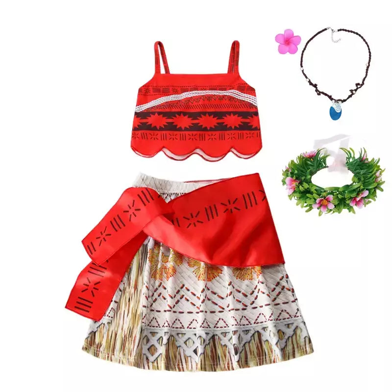 Meninas roupa cosplay traje das crianças festa vestido de princesa verão casual praia vestido colar peruca conjunto vestidos de festa para meninas