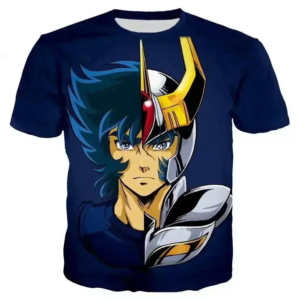 Saint seiya t camisa masculina moda camisetas crianças hip hop topos camisetas anime impressão 3d camiseta masculina de verão gráfico topos meninos t