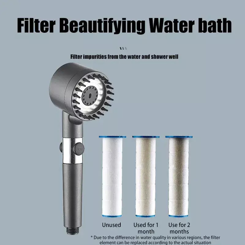 Quatro modos cabeça de filtro de chuveiro massagem chuveiro repleto para botões de chuveiro acessórios do banheiro cabeças chuveiros peças fixação casa