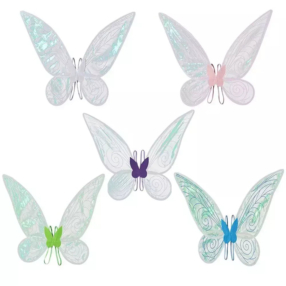 Trajes de halloween para meninas asas de fada borboleta para cosplay trajes brilho fada princesa asas festa favor acessórios