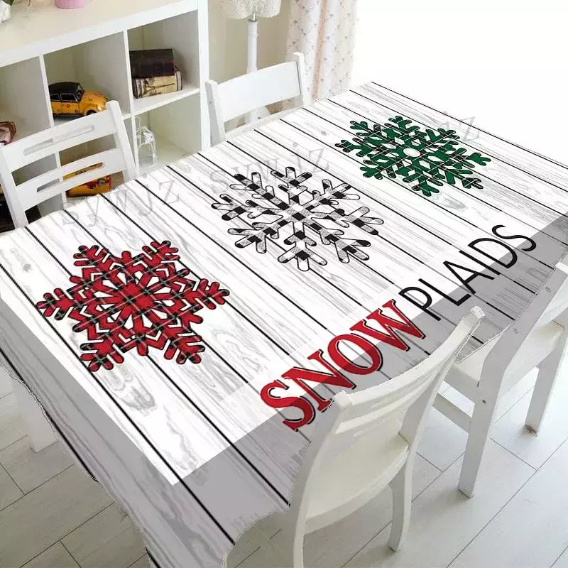 Feliz natal à prova dwaterproof água poliéster impresso retangular toalha de mesa festa decoração mesa de café toalha de mesa de férias decoração