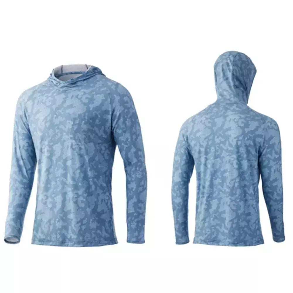 Huk vestuário de pesca roupas masculinas manga longa camiseta de pesca proteção solar uv respirável com capuz pesca