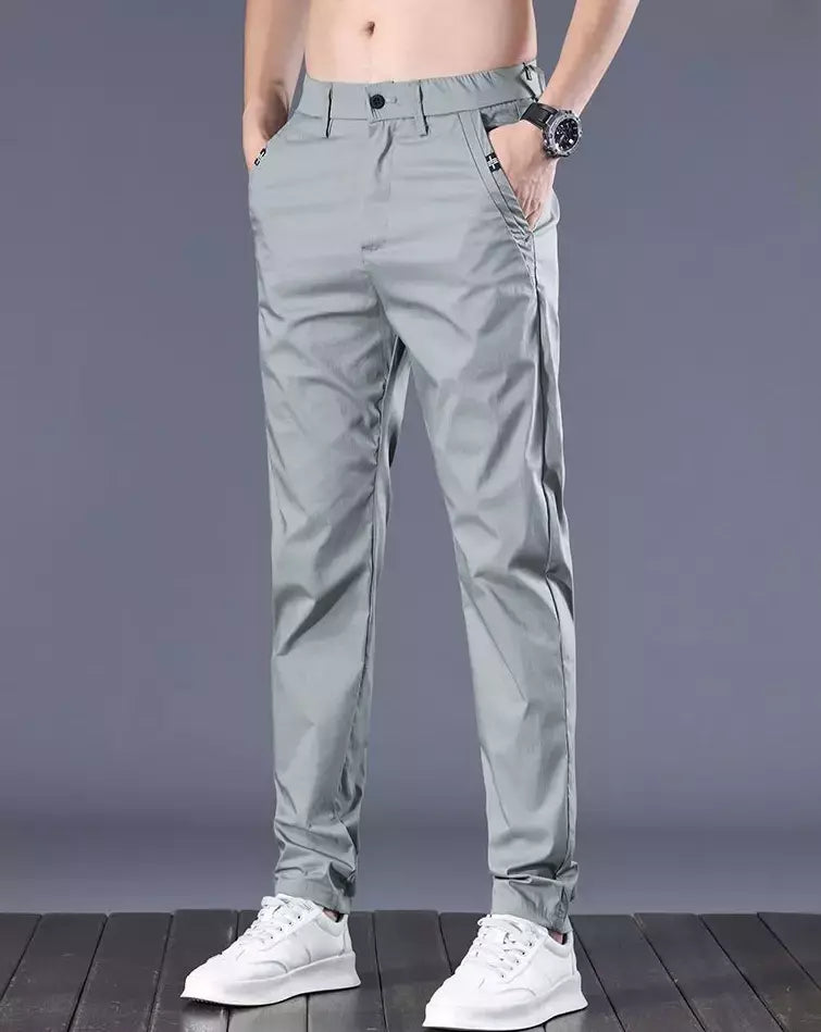 Calça reta masculina de alfaiataria social, calça masculina de algodão, para cima fina e casual, calça empresarial chinesa, clássica, para cima, verão