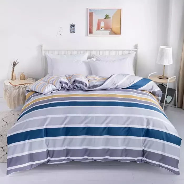 Listrado impressão algodão Duvet Cover Set, Soft Skin Friendly cama fronha, 1PC, 2PC, 3 PCs, 100% algodão