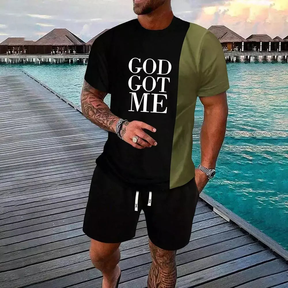 Conjunto de camiseta e shorts casuais masculinos, tops de praia estampados em 3D, moda streetwear, roupas esportivas, estilo havaiano, novo, 2 peças