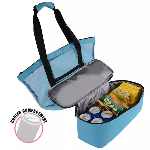 Grande bolsa de malha transparente de camada dupla para mulheres, alta capacidade, preservação de calor, piquenique, praia, bolsa, escritório, almoço, lanches, bolsa