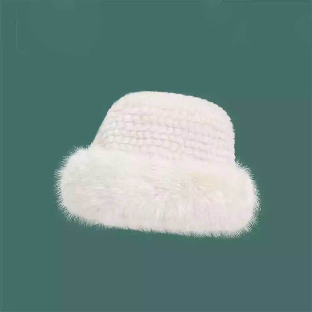 Chapéu de pele de vison feminino, grosso e quente chapéu de pescador, boné mongol, moda feminina coreana, novo, inverno