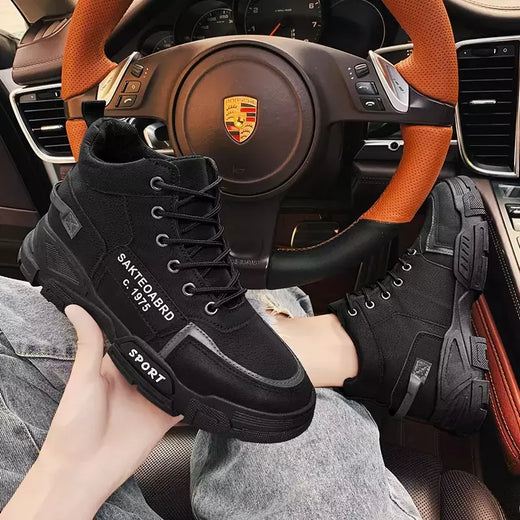 Bota de pelúcia masculina, com renda, antiderrapante, tornozelo, casual, ao ar livre, tênis masculinos, quente, inverno, moda, novo